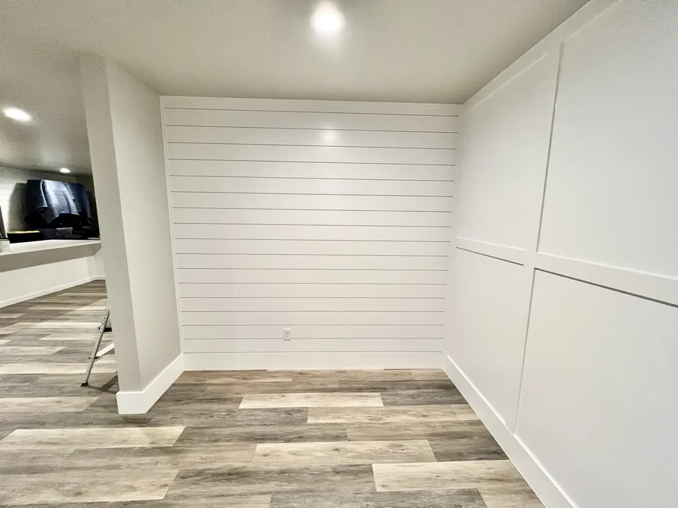 White horizontal shiplap in a recessed wall nook